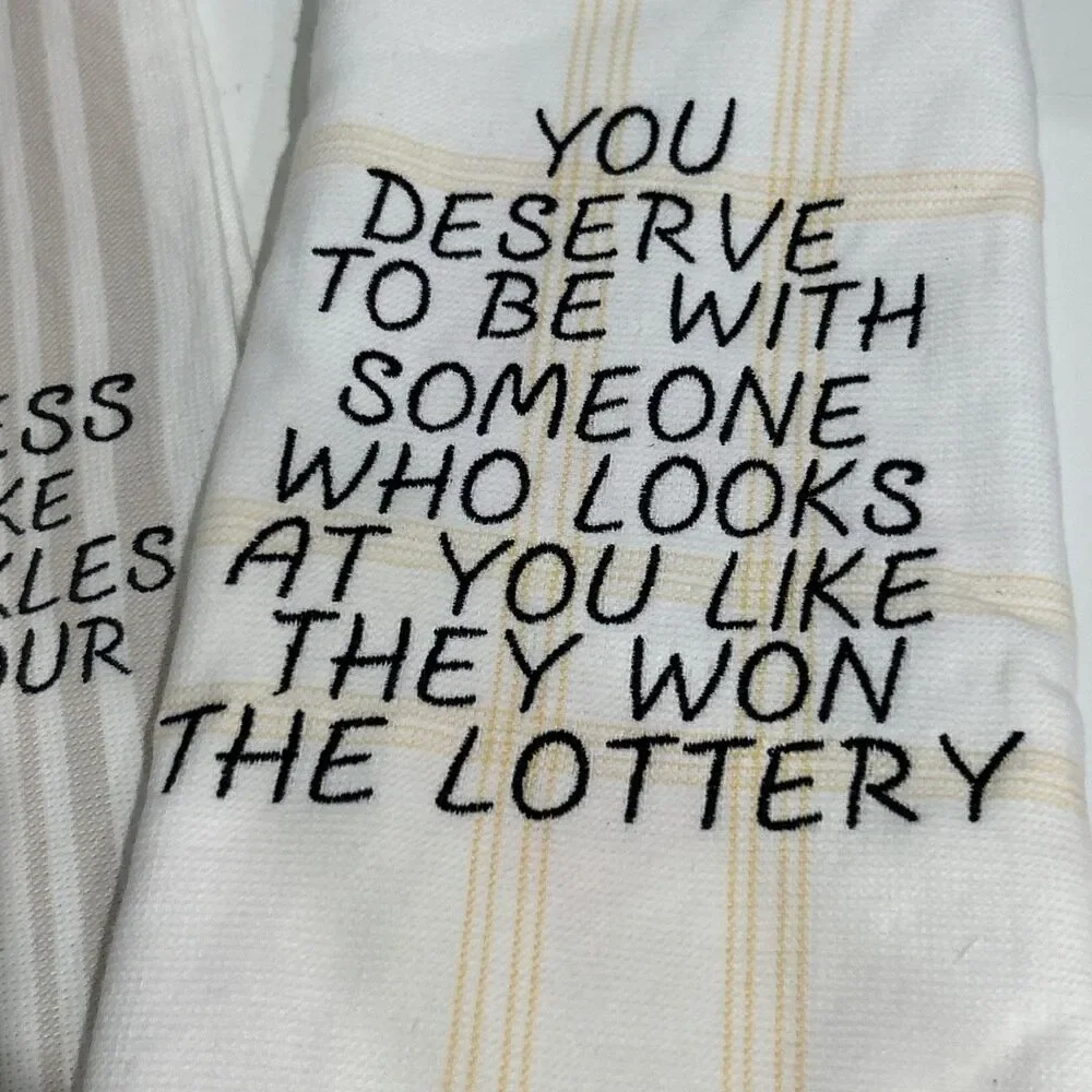 7 Funny Embroidered Kitchen Dish Tea Towels Women's Theme Terry Cloth